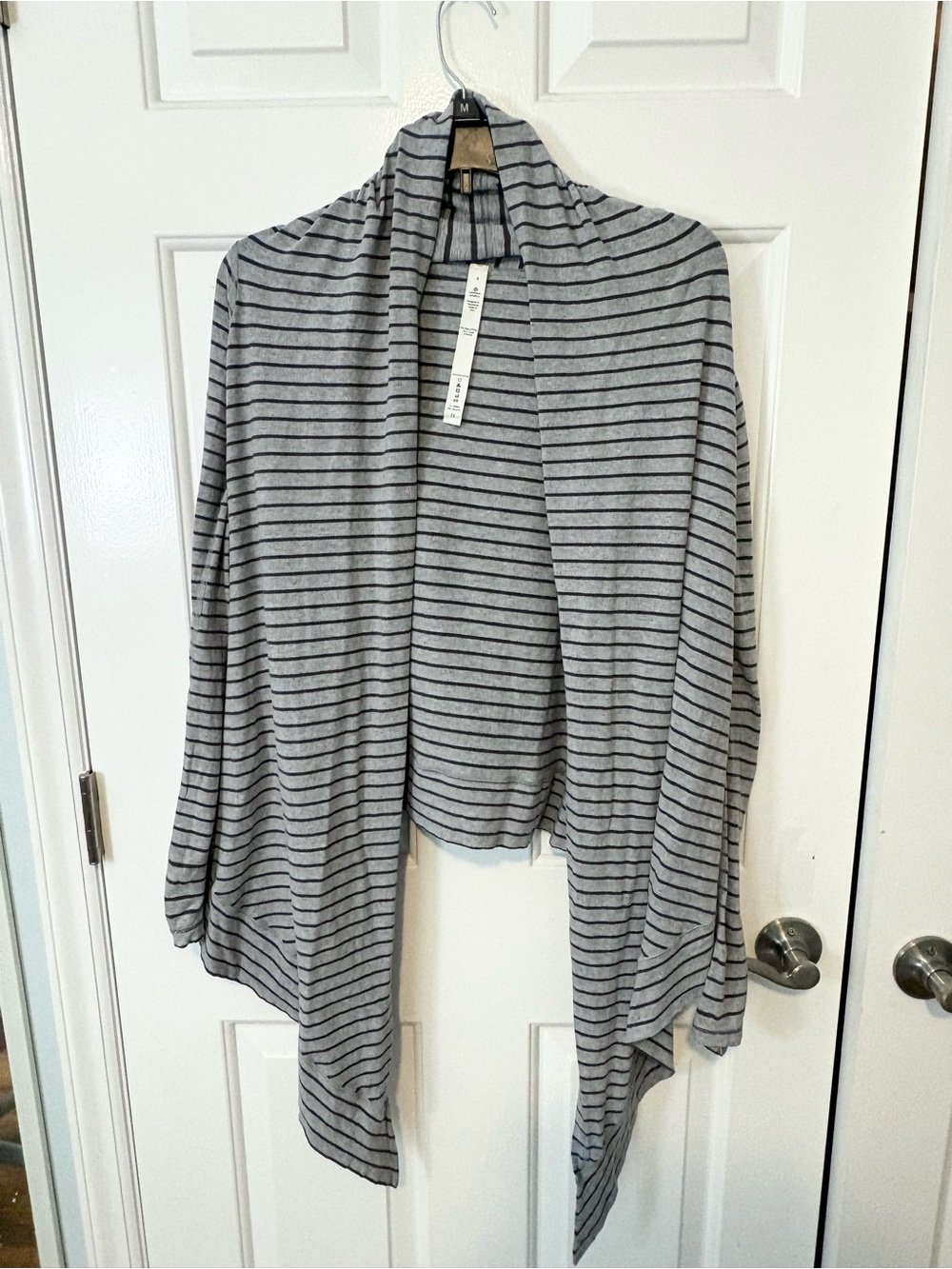 Lululemon Gray Striped Open Front Waterfall Cardigan Sweater Size 4